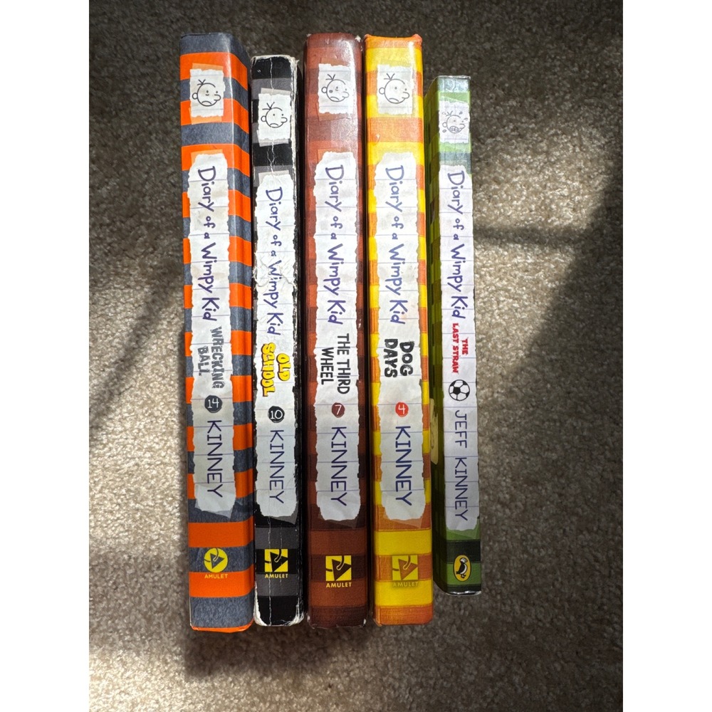 Diary of a Wimpy Kid 5 Book Lot Jeff Kinney Wrecking Ball Old School Dog Days